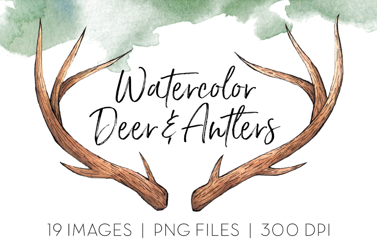 Deer & Antlers Clipart, an Icon by TigerlilyDesignCo (Photo 1 of 2)