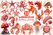 Red Ocean Animals Clipart, an Illustration by Dream Creation (Thumbnail 1 of 6)