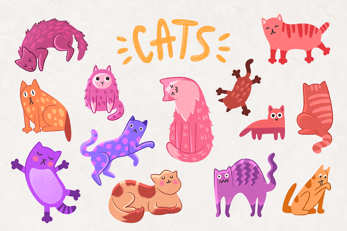 Cute Cat Clipart - Kids Bundle, an Animal Illustration by Moon House Shop (Photo 4 of 5)