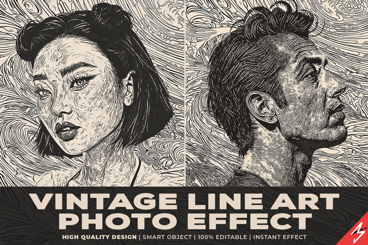 Vintage Line Art Photo Effect, an Action Add-On by Amorjesu.com (Photo 1 of 27)