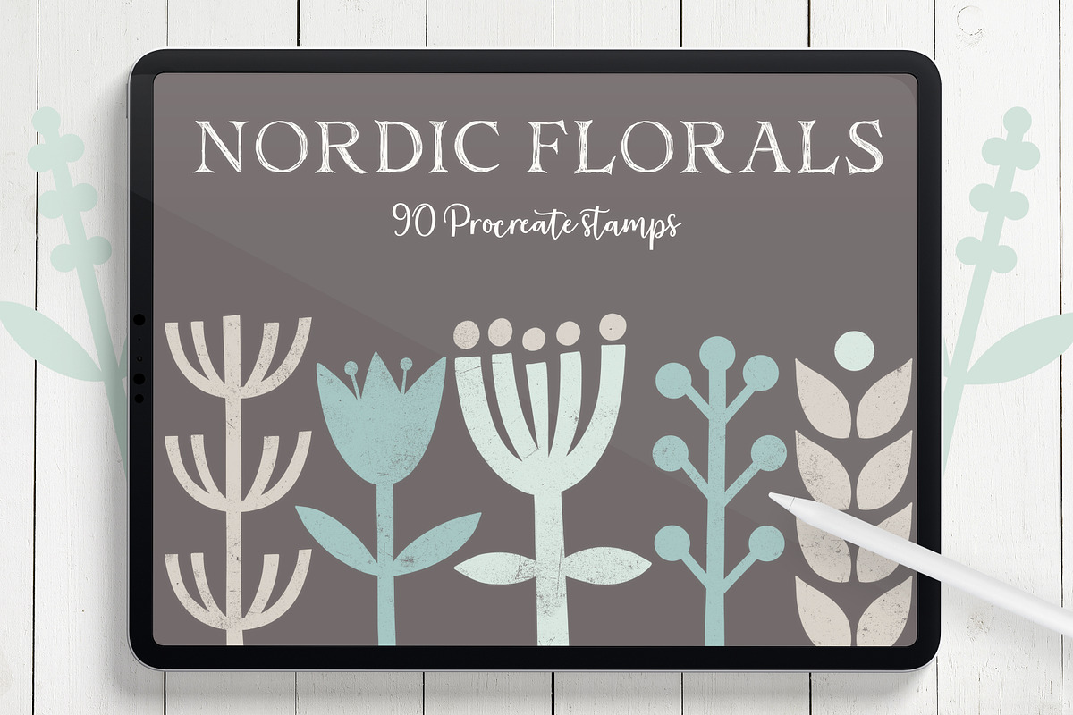 Nordic Florals Procreate Stamps, a Brush Add-On by Little Nordic Atelier (Photo 1 of 6)