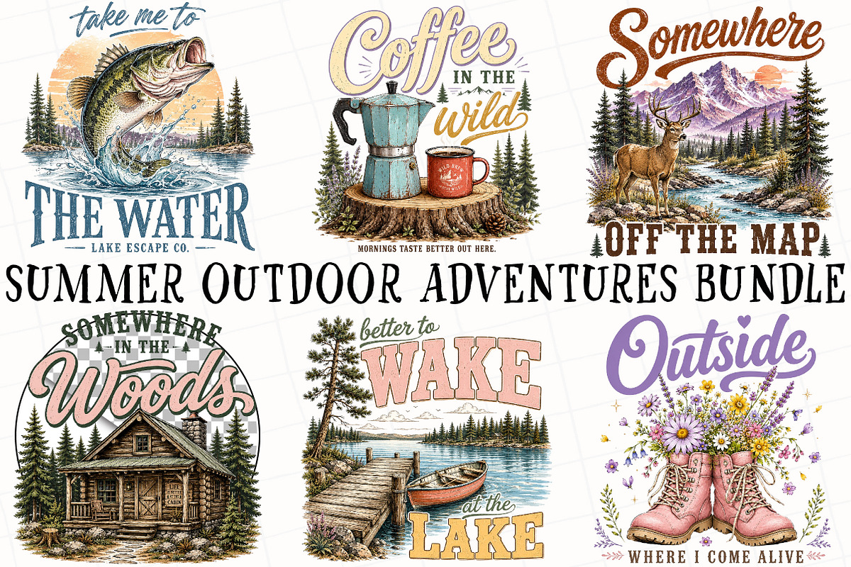 Summer Outdoor Adventures PNG Bundle, a Seasonal Illustration by OK Design (Photo 2 of 6)