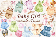 Baby Girl Watercolor Clipart, a Person Illustration by BarvArt (Thumbnail 1 of 7)