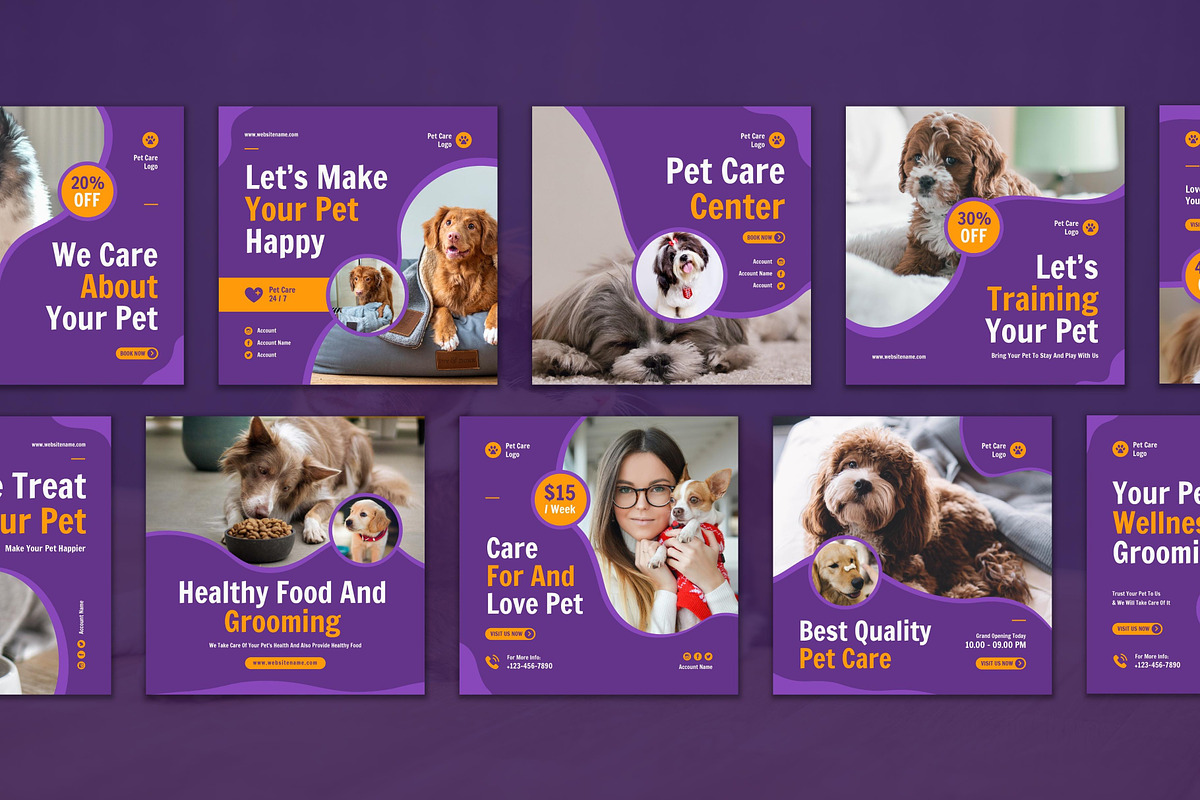 Pet Care Instagram Post, a Social Media Template by CavenArt (Photo 5 of 5)