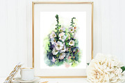 SALE! Watercolor Hollyhocks flowers, a Decorative Illustration by MaryAmi (Thumbnail 2 of 3)