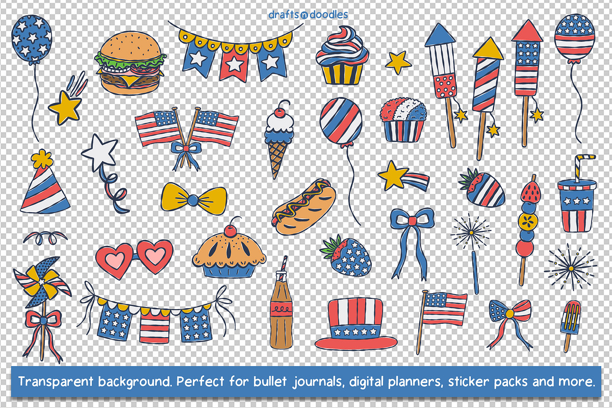 4th of July Preppy Patriotic Bundle, an Object Illustration by Drafts n Doodles (Photo 6 of 14)