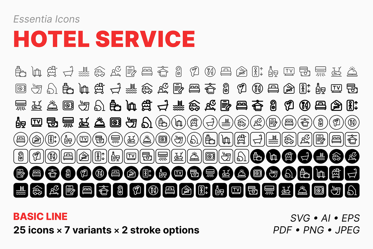 Hotel services icons (Line), an Outline Icon by Totto House (Photo 2 of 3)