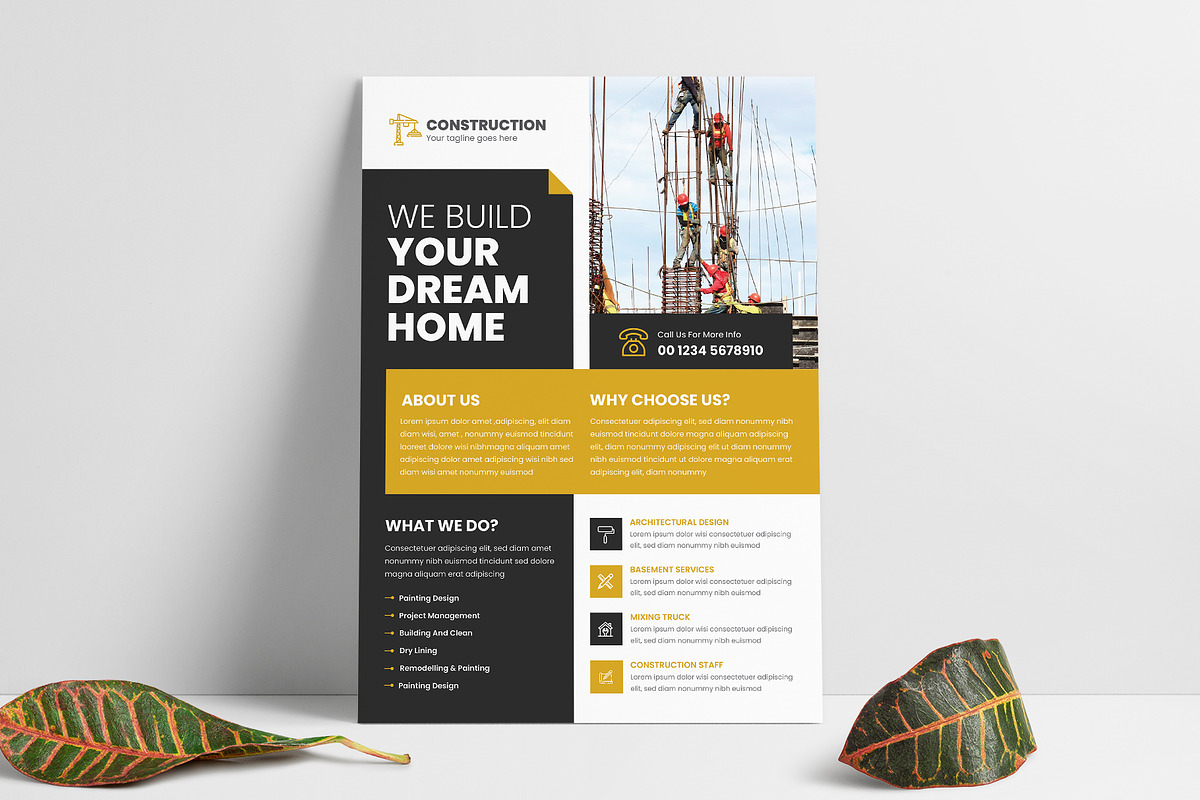 Construction Flyer Template, a Flyer Template by Pixelpick (Photo 2 of 3)