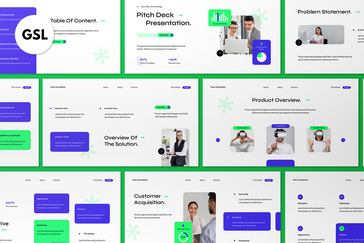 White Green Pitch Deck Google Slide, a Presentation Template by graphicook (Photo 1 of 5)