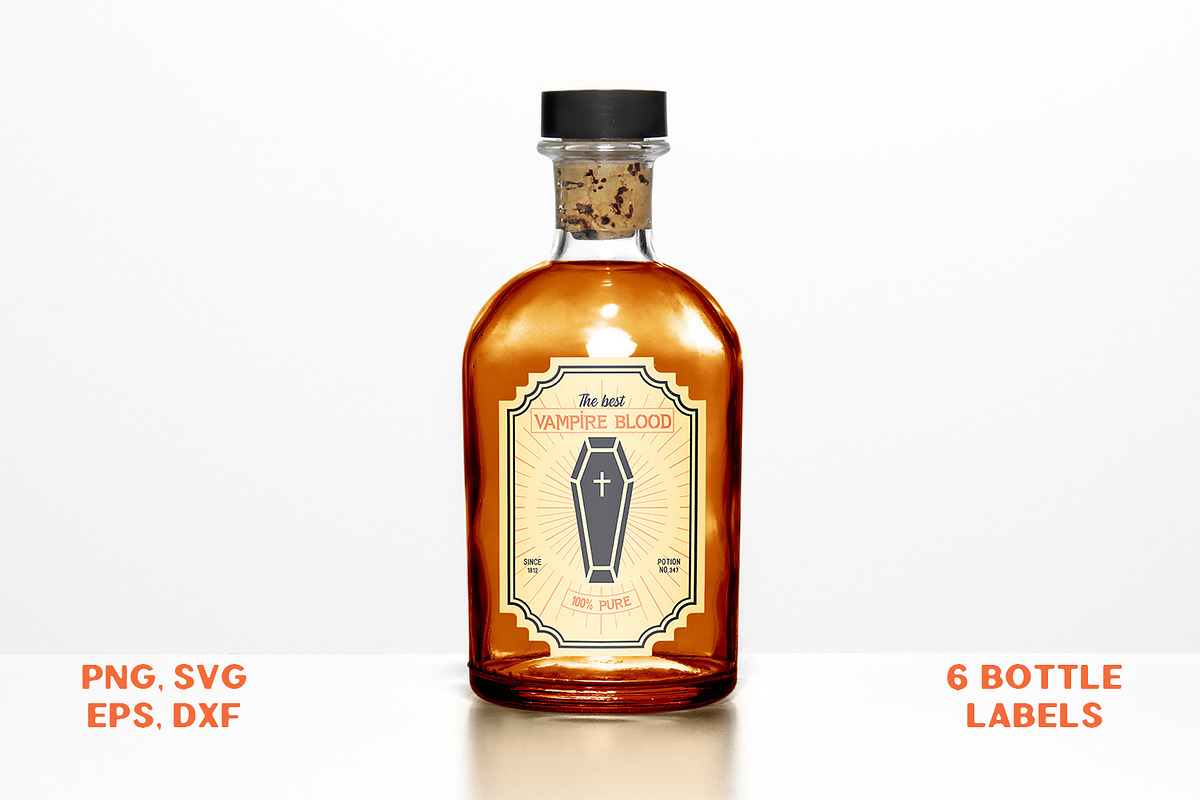 Retro Halloween Bottle Labels, a Decorative Illustration by arausidp (Photo 3 of 5)