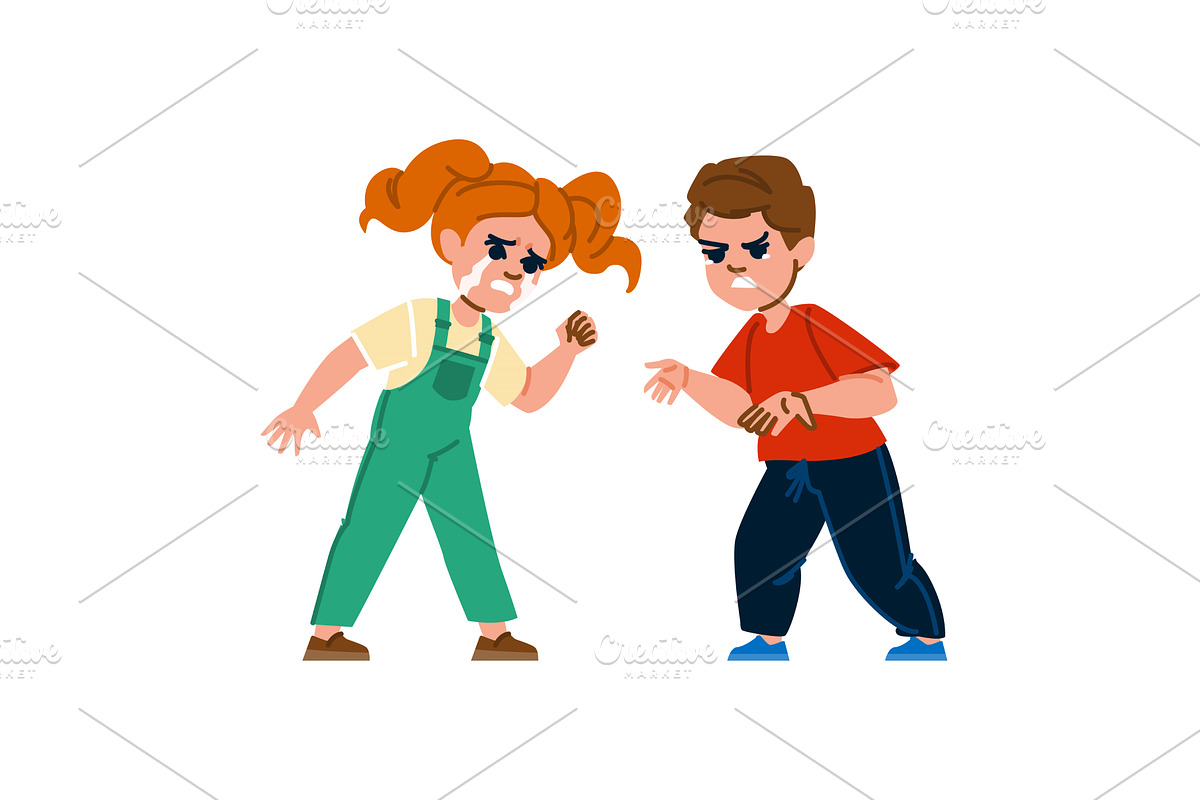 Children arguing and fighting, an Education Illustration by pikepicture