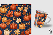 Denim Pumpkin & Leaves Pattern, a Pattern Graphic by Creative Store (Thumbnail 3 of 5)