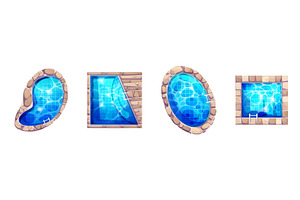 Swimming pool top view set, a Sport Illustration by art PVP - market