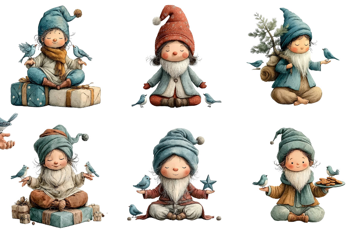 Winter Christmas Gnome Clipart, an Illustration by DreamArtGraphic (Photo 3 of 5)