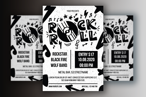 Monochrome Rock 'n' Roll  Poster, a Flyer Template by barsrsind