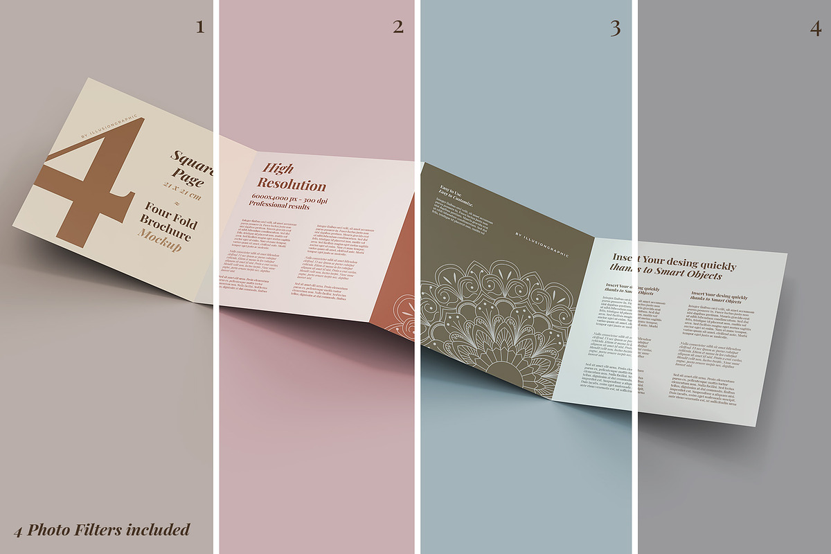 4 Fold Square Brochure Mockup, an Advertising Mockup by Illusiongraphic (Photo 10 of 19)