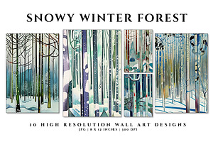Snowy Winter Forest, an Illustration by Digital Art Creations