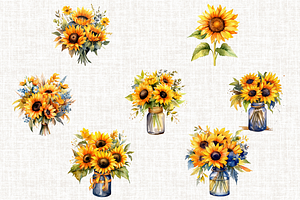 Sunflowers Bouquet Illustrations