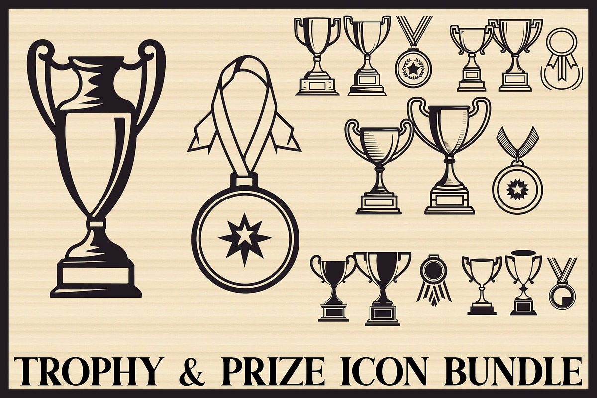 Trophy and Prize Icon Bundle, an Illustration by BIPLOB EXPERT (Photo 1 of 7)