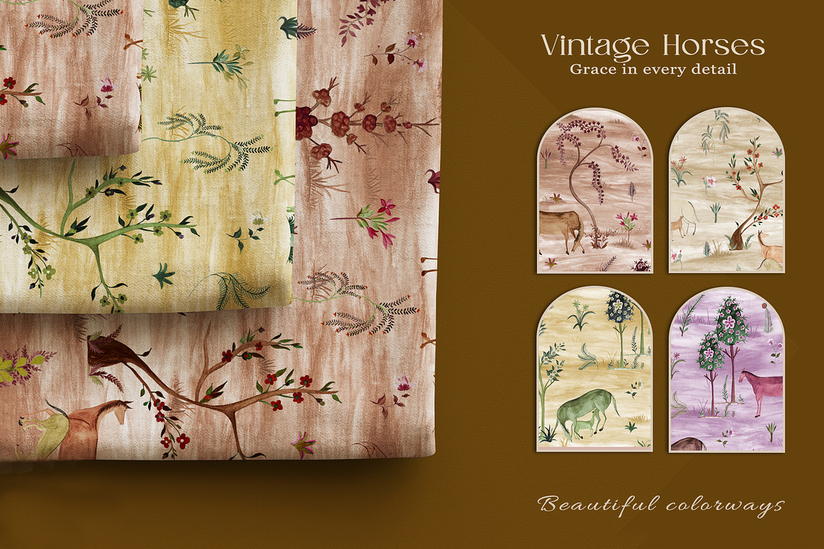 Vintage Horses Prints & Patterns, a Pattern Graphic by GND ART STUDIO (Photo 2 of 8)