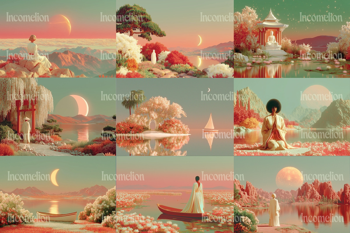 60 Peaceful Serenity Illustrations, a Decorative Illustration by Incomelion (Photo 9 of 11)