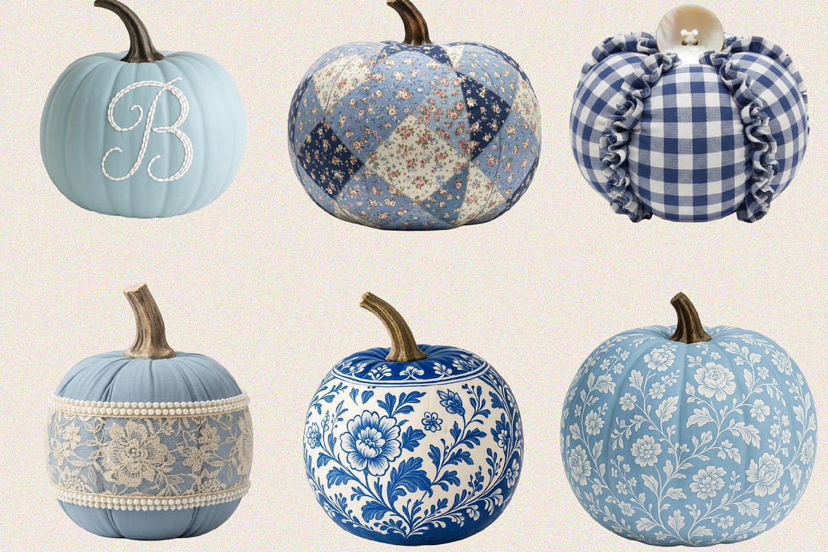Blue Grandmillennial Pumpkin Clipart, an Illustration by SVGArt (Photo 5 of 8)