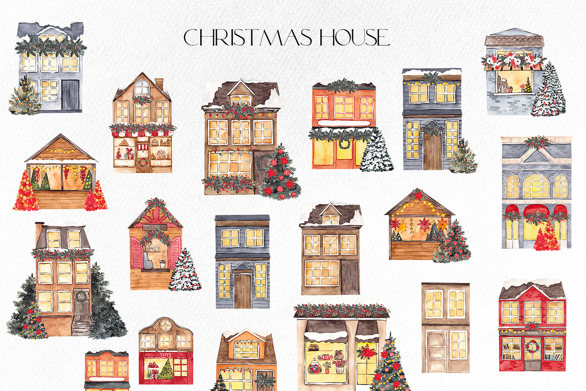 Watercolor Christmas Festival., an Object Illustration by ma_i_vi (Photo 10 of 14)