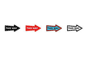 Icon set of arrows with text this, an Object Illustration by skripnikbb