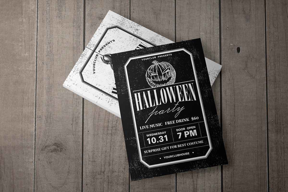 2 Vintage Halloween flyer templates, a Flyer Template by Marie T (Photo 1 of 7)