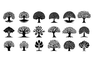 Trees sign set. Tree logo monochrome, an Object Illustration by Stock-Smart-Start