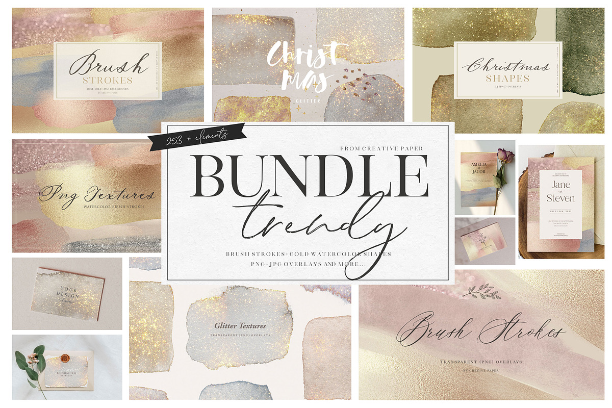 Rose Gold Glitter Shapes Bundle, a Texture Graphic by by creative paper (Photo 1 of 47)