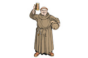 Happy monk holding beer mug, a Person Illustration by Ledokolua (Thumbnail 2 of 2)