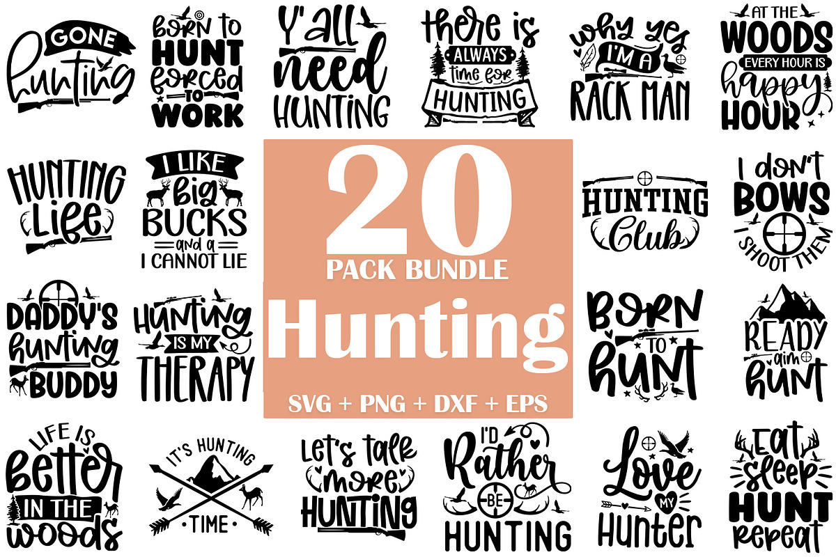 Hunting SVG Bundle 20 Designs, an Illustration by ZoomkSVG (Photo 1 of 40)
