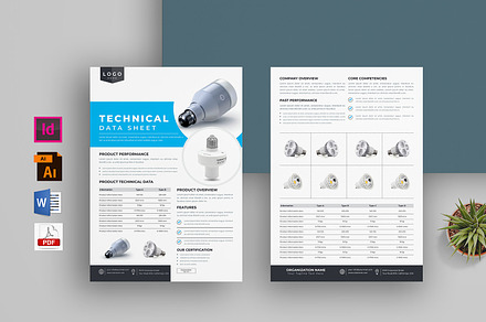 Technical Data Sheet | Word & Indd, a Flyer Template by obayes
