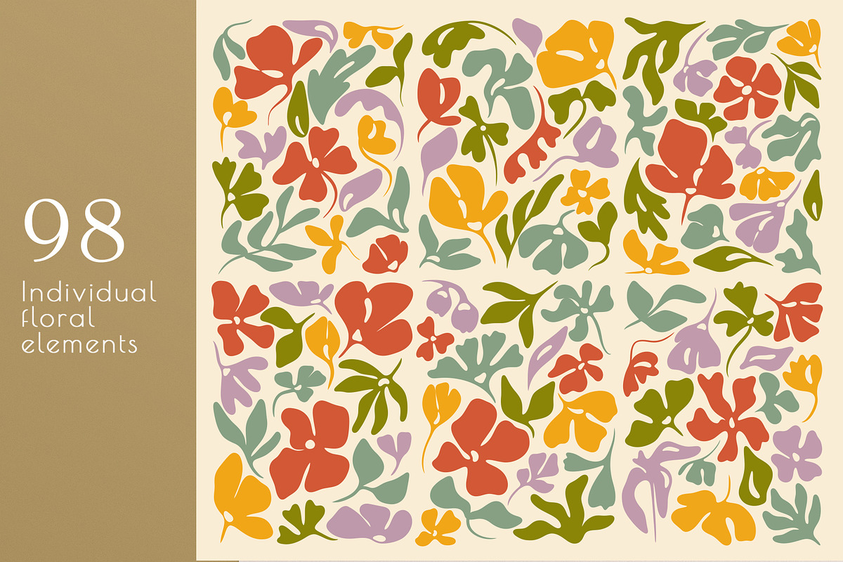 RETRO flower - patterns & posters, an Illustration by Anna.Klets (Photo 2 of 12)