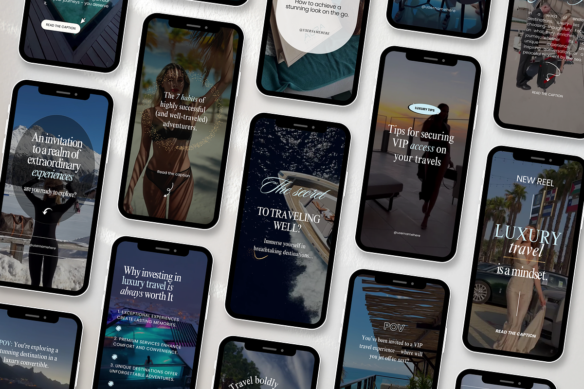 100 Luxury Travel Reels Templates, a Social Media Template by DigiPax (Photo 3 of 10)