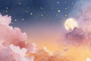 Dreamy Watercolor Night Sky, a Decorative Illustration by Virgo Studio