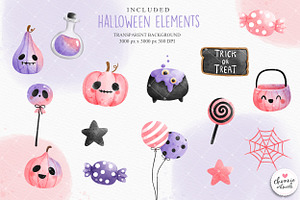 Pink Halloween Gnomes Clipart