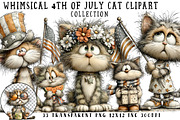 Whimsical 4th Of July Cat Clipart, an Illustration by OK Design (Thumbnail 1 of 6)