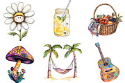 Hippie Summer Sublimation Clipart, an Illustration by SinaCreation (Thumbnail 2 of 5)