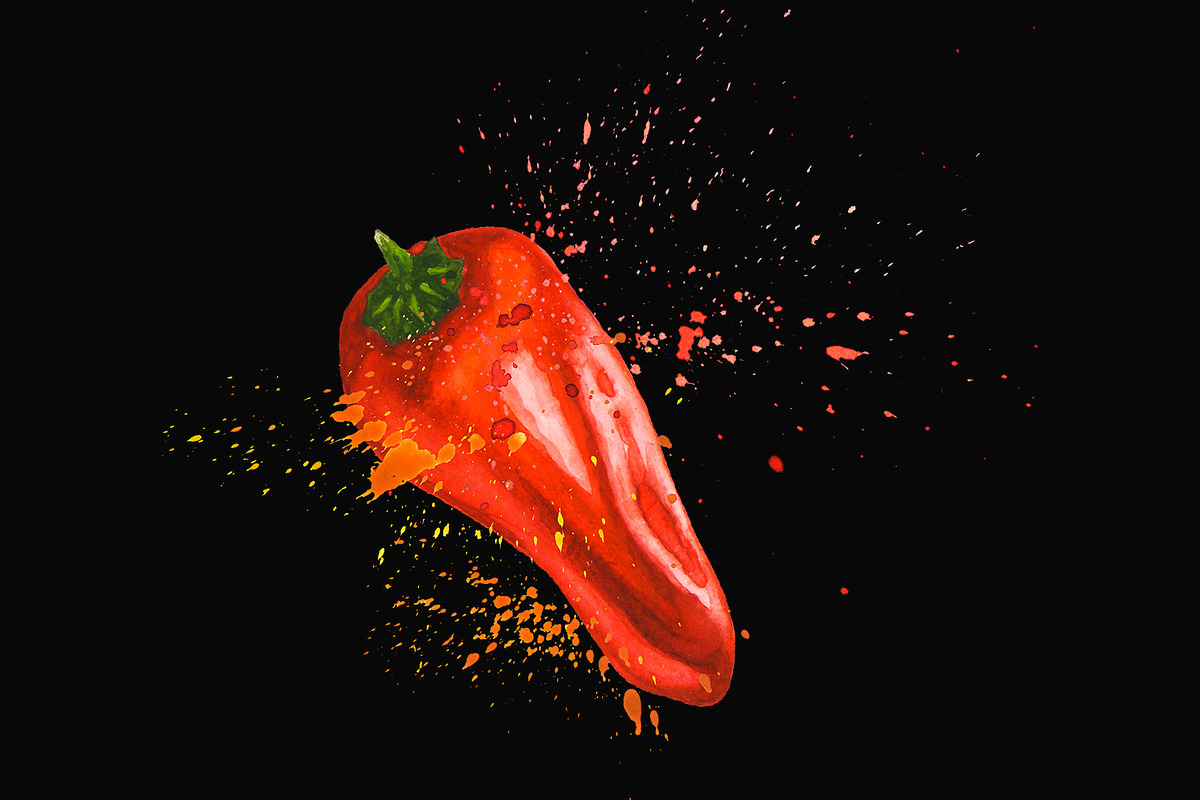Hand-drawn Watercolor Mini Peppers, a Decorative Illustration by Margo Miller (Photo 7 of 17)