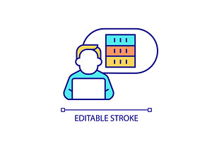 Specialist working with digital data, an Outline Icon by IMG Visuals