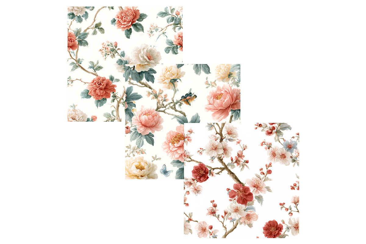 Elegant Chinoiserie Floral Seamless, a Pattern Graphic by Design Market (Photo 4 of 4)