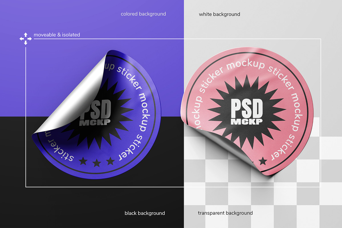 Round Sticker Label Mockup Set, a Merchandise Mockup by Remnand Studio (Photo 6 of 9)