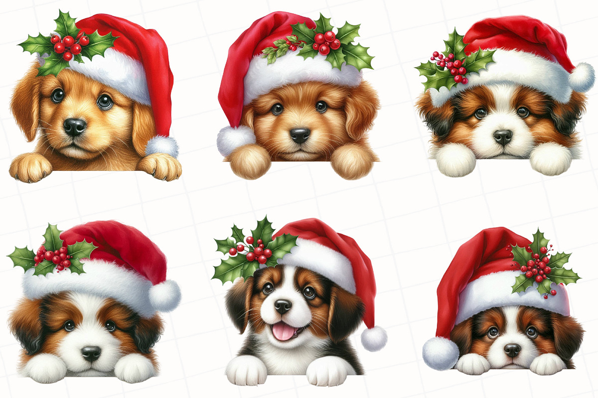 Christmas Peeking Dog Breeds Clipart, an Illustration by OK Design (Photo 5 of 5)