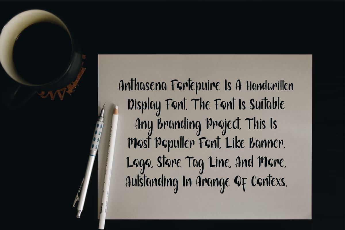 Anthasena Fortepuire, a Handwritten Font by QR Design Studio (Photo 2 of 6)