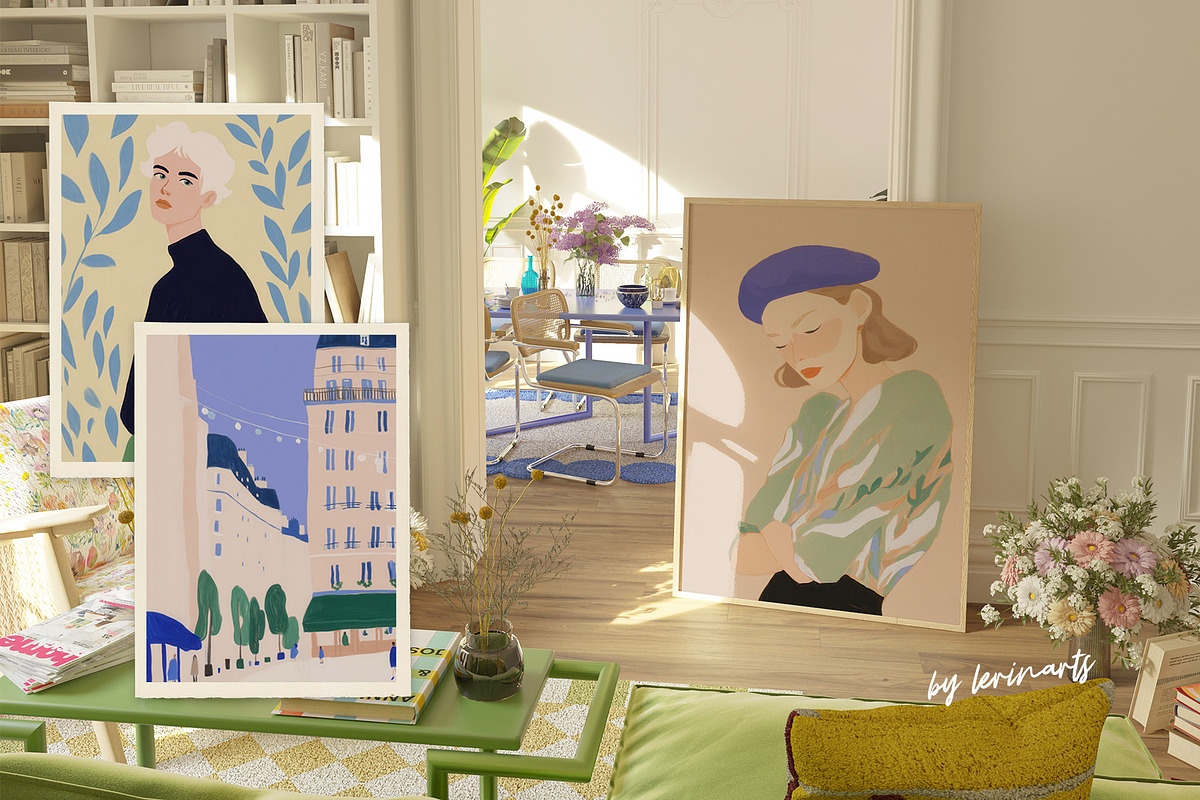 FRENCH MOODS - Art Prints Collection, a Background Graphic by lerinartstudio (Photo 5 of 11)