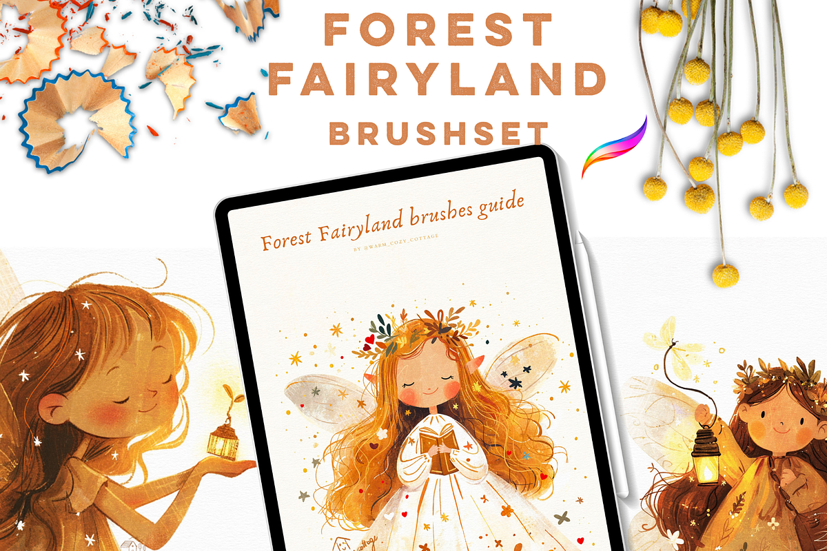 FOREST FAIRYLAND Procreate Brushes, a Brush Add-On by Warm Cozy Cottage (Photo 2 of 6)