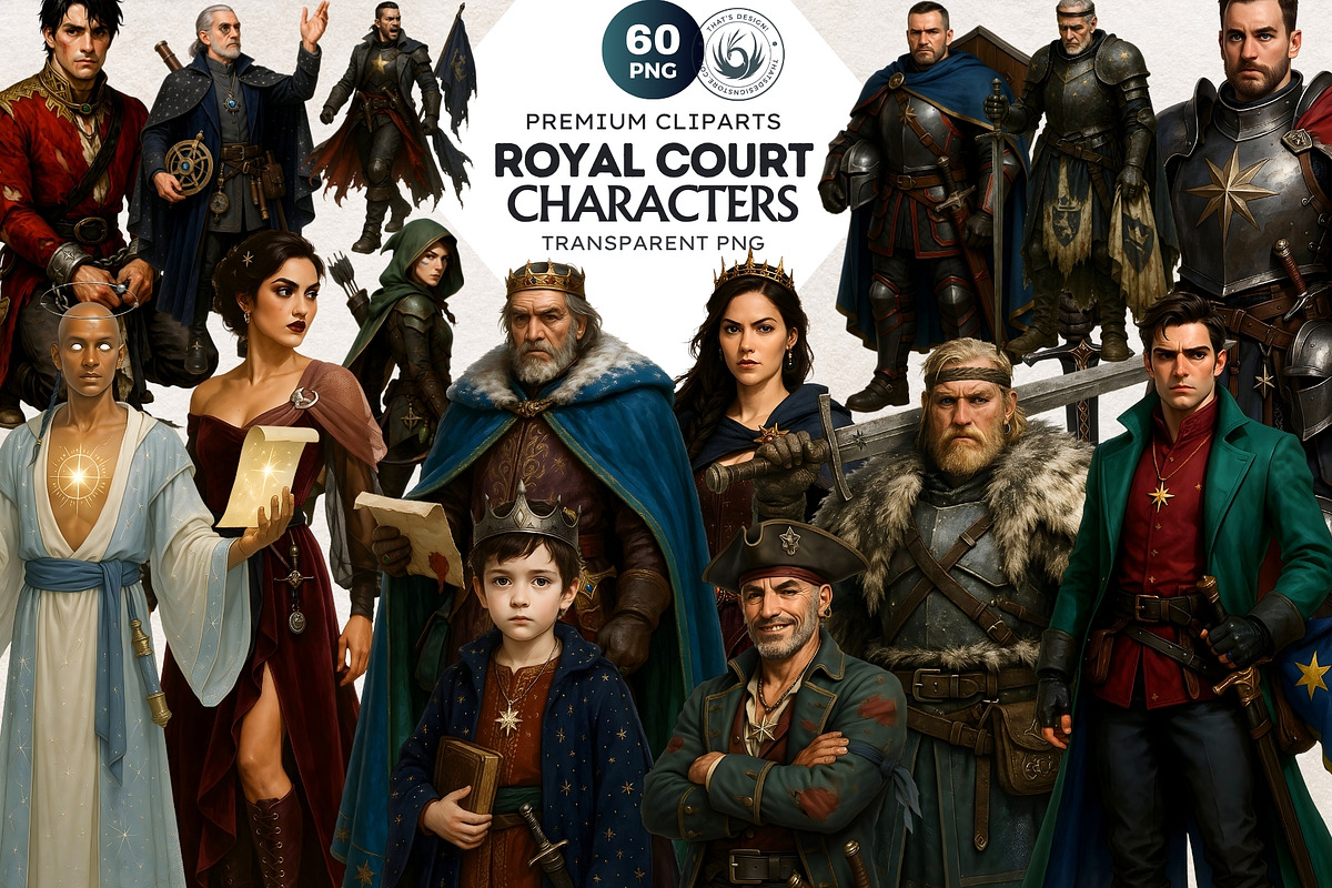 Royal court characters clipart Set, a Person Illustration by ThatsDesignArt (Photo 1 of 10)