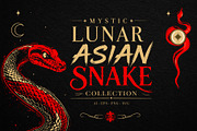 Mystic Lunar Asian Snake Vector Set, an Animal Illustration by Christine Krahl (Thumbnail 1 of 12)